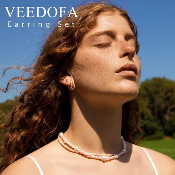 🆕 Women Gold Small Hoop Earrings Trendy Chunky Multiple Piercing Jewelry Gift - Picture 4 of 7